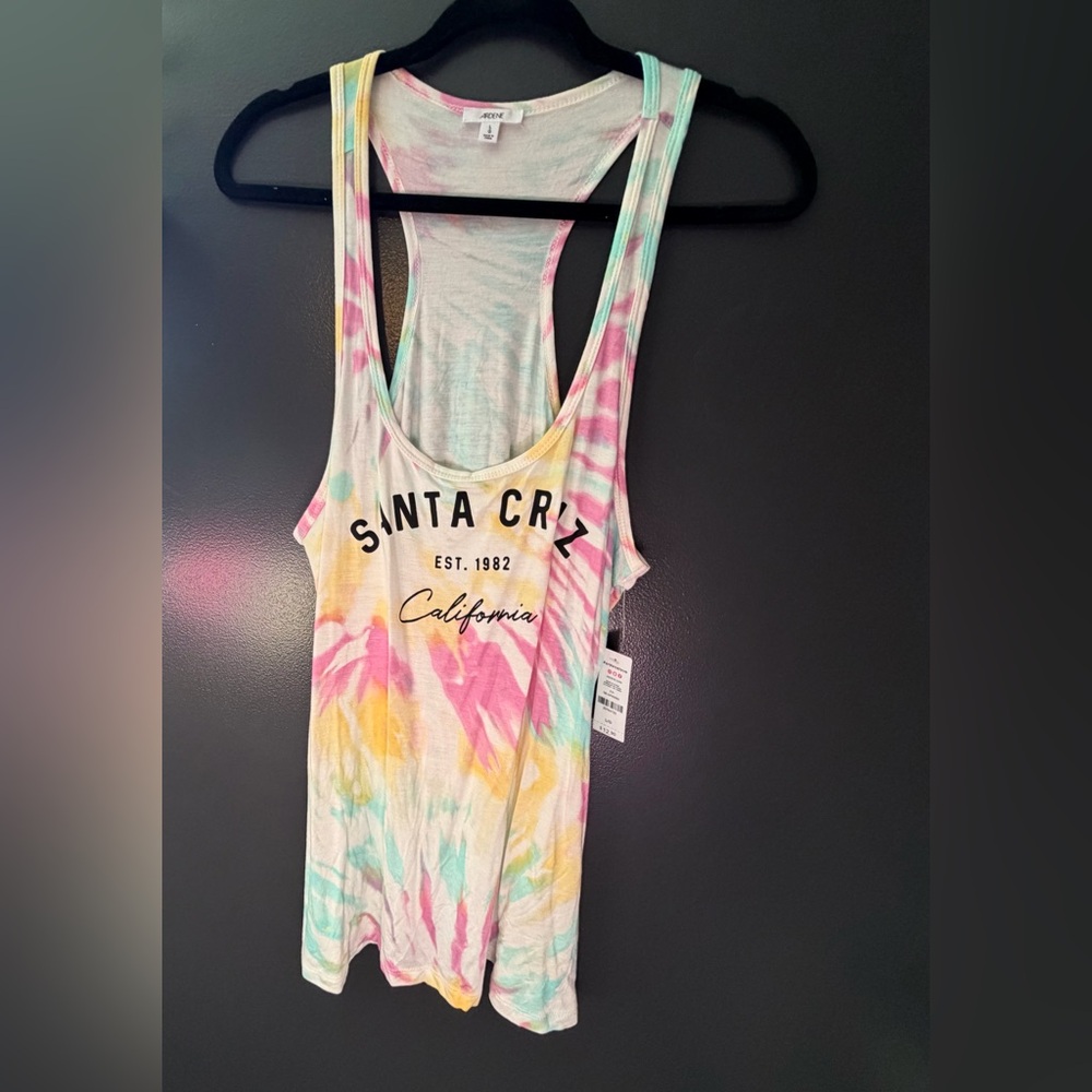 Ardene Tie-Dye 'Santa Cruz' Racerback Tank - Pink, Yellow, Aqua